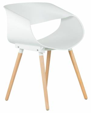 Стул обеденный DOBRIN ALIEN, ножки светлый бук, цвет белый (W-02)
