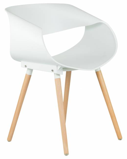 Стул обеденный DOBRIN ALIEN, ножки светлый бук, цвет белый (W-02)