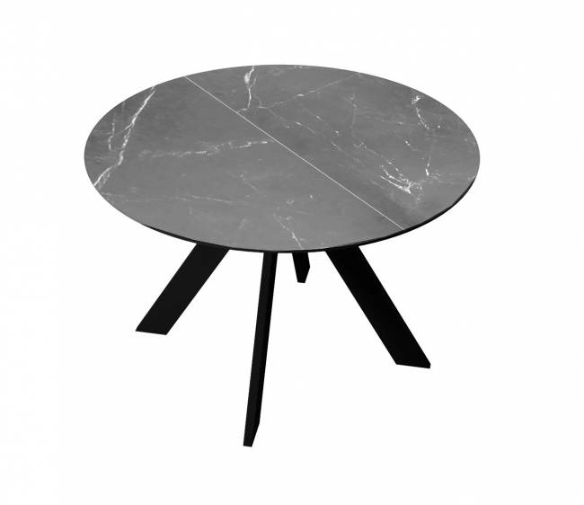Стол DikLine SKC110 d1100 Керамика Серый мрамор/подстолье черное/опоры черные Стол DikLine SKC110 d1100 Керамика Серый мрамор/подстолье черное/опоры черные