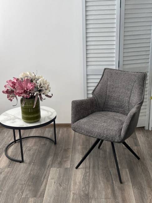 Стул BREVIS 180 град. поворот. XD841-16 Серый, букле/ GINO-457 Серый, ткань/ Черный, ®DISAUR