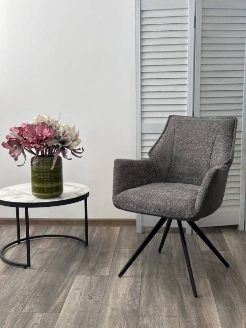 Стул BREVIS 180 град. поворот. XD841-16 Серый, букле/ GINO-457 Серый, ткань/ Черный, ®DISAUR