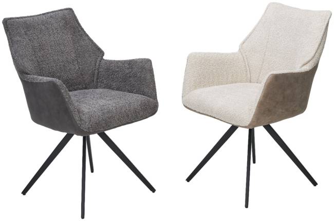 Стул BREVIS 180 град. поворот. XD841-16 Серый, букле/ GINO-457 Серый, ткань/ Черный, ®DISAUR
