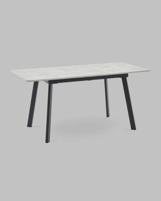 Стол Batu new 120-160/80/76 столешница ЛМДФ ароза светлая подстолье металл черный