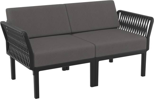 Диван пластиковый двухместный с подушками Portofino Lounge черный, темно-серый 1600х800х690 мм Диван пластиковый двухместный с подушками Portofino Lounge черный, темно-серый 1600х800х690 мм