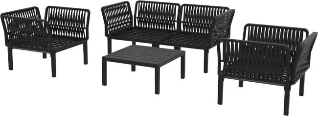 Диван пластиковый двухместный с подушками Portofino Lounge черный, темно-серый 1600х800х690 мм Диван пластиковый двухместный с подушками Portofino Lounge черный, темно-серый 1600х800х690 мм