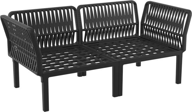 Диван пластиковый двухместный с подушками Portofino Lounge черный, темно-серый 1600х800х690 мм Диван пластиковый двухместный с подушками Portofino Lounge черный, темно-серый 1600х800х690 мм