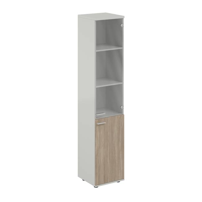 SG.802.SH.OD.GL.R / Шкаф высокий 400х400х1955, со стеклом, з.ст HDF, правый / корпус: серый бархат; фасады: дуб темный