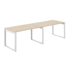 AG.178.AR.L.72.WH / Рабочая станция s-b-s 2800х800х750 / профиль О-образный: 70х20 белый; лючок: серебро; столешница: акация равелло