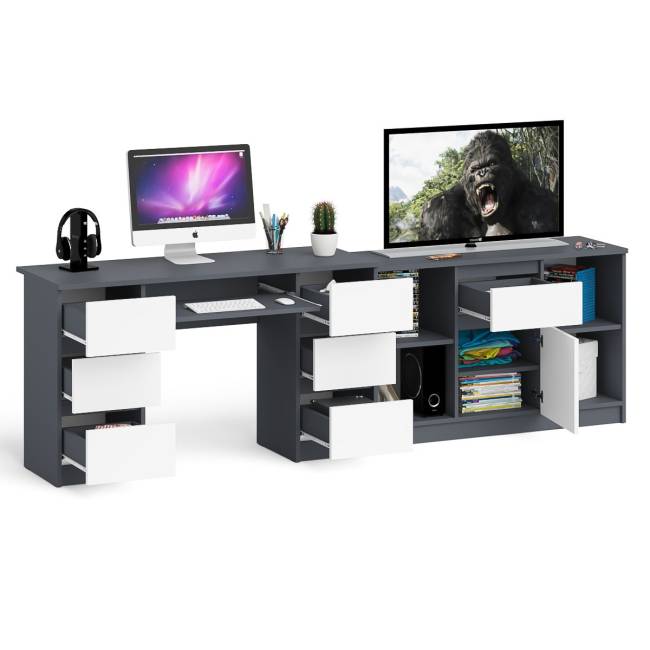 Тумба Мори 1204.1 и стол компьютерный Мори МС-2 цвет графит/белый