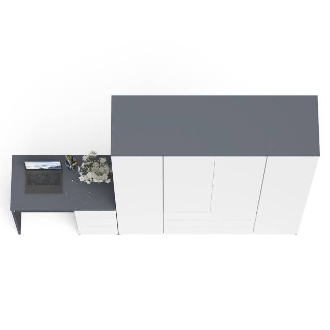 Стол компьютерный однотумбовый правый со шкафом МШ1600 Мори цвет графит/белый