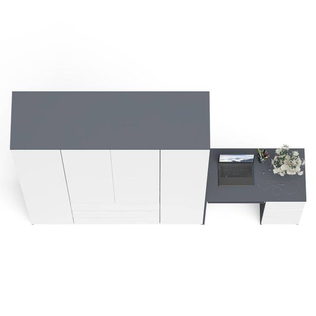 Стол компьютерный однотумбовый правый со шкафом МШ1600 Мори цвет графит/белый