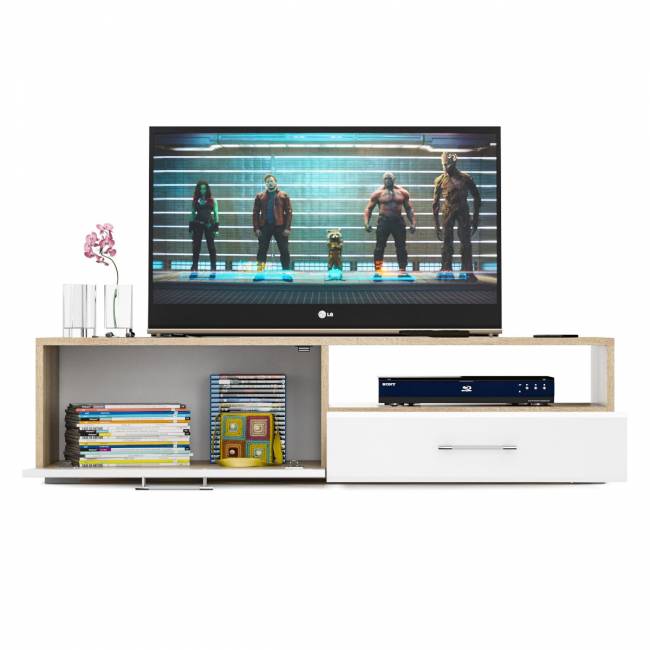 Тумба под ТВ Ларго 1,4 цвет дуб сонома/белый глянец