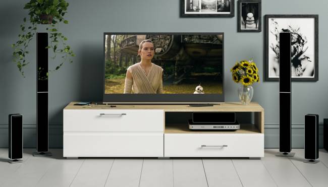 Тумба под ТВ Ларго 1,4 цвет дуб сонома/белый глянец