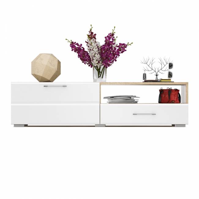 Тумба под ТВ Ларго 1,4 цвет дуб сонома/белый глянец