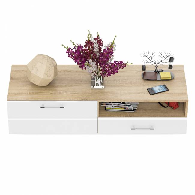 Тумба под ТВ Ларго 1,4 цвет дуб сонома/белый глянец