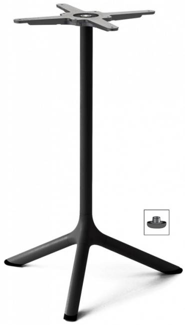 Стол ламинированный обеденный Tripe черный, каменный 640х640х740 мм