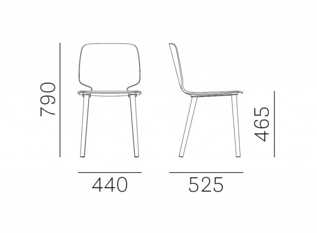 Стул деревянный Babila беленый ясень 440х525х790 мм