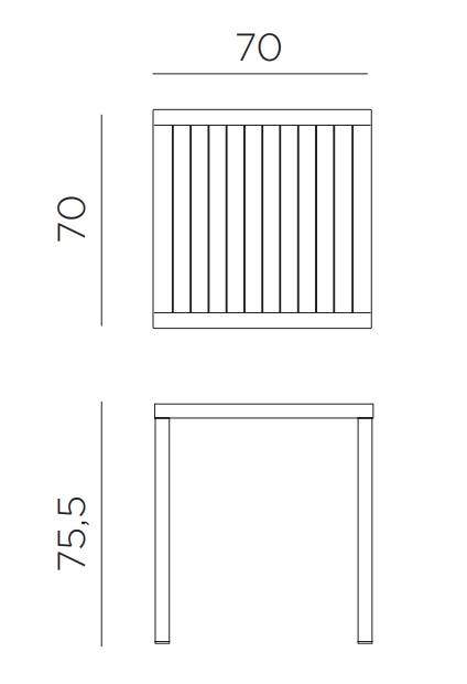 Стол пластиковый обеденный Cube 70 белый 700х700х750 мм