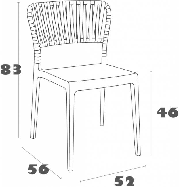 Стул пластиковый Portofino темно-серый 520х560х830 мм