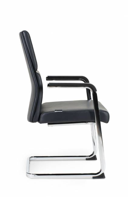 Кресло офисное / Лондон CF / хром / черный+черные вставки экокожа