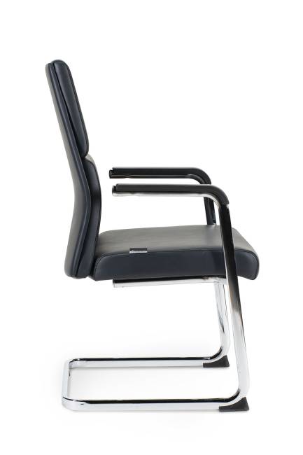 Кресло офисное / Лондон CF / хром / черный+черные вставки экокожа