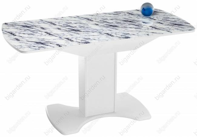 Стол на тумбе Ригель белый мрамор / белый