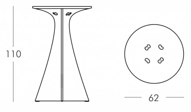 Стол пластиковый барный Jet Anniversary Edition хромированный, жемчужный фиолетовый Ø620х1000 мм