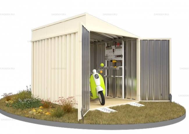 Хозблок SKOGGY секционный с односкатной крышей 3 х 2 м, слоновая кость Хозблок SKOGGY секционный с односкатной крышей 3 х 2 м, слоновая кость