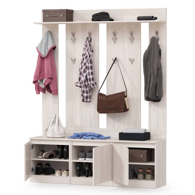Три тумбы с вешалками для верхней одежды Ника цвет ясень анкор светлый
