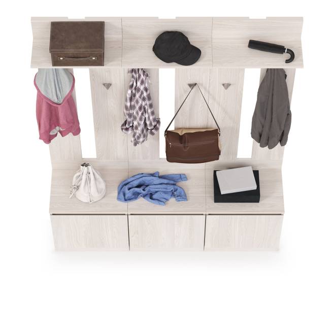 Три тумбы с вешалками для верхней одежды Ника цвет ясень анкор светлый