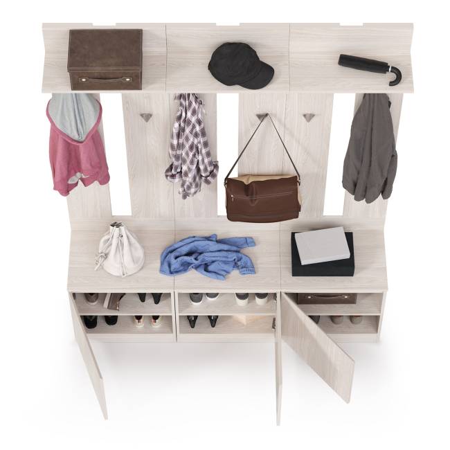 Три тумбы с вешалками для верхней одежды Ника цвет ясень анкор светлый