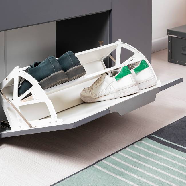 Два шкафа для одежды с зеркалами и обувницей с вешалкой с полкой Октава цвет серый графит/дуб крафт золотой