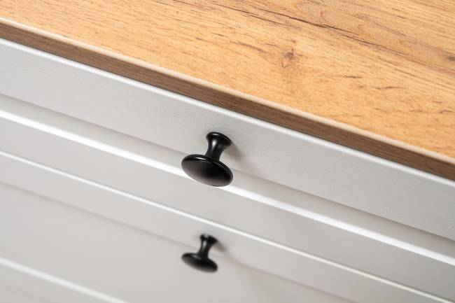 Тумба для обуви с тумбой две дверки Остин цвет белый шагрень/дуб крафт золотой