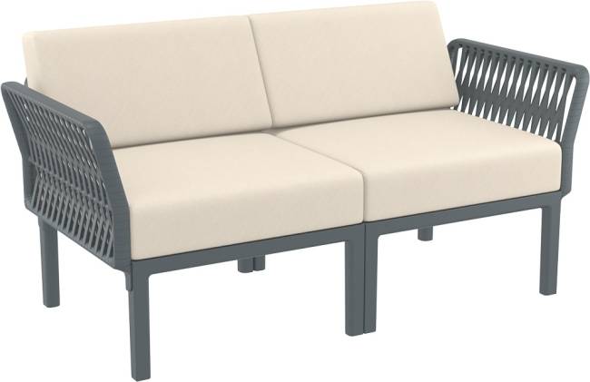 Диван пластиковый двухместный с подушками Portofino Lounge темно-серый, бежевый 1600х800х690 мм Диван пластиковый двухместный с подушками Portofino Lounge темно-серый, бежевый 1600х800х690 мм