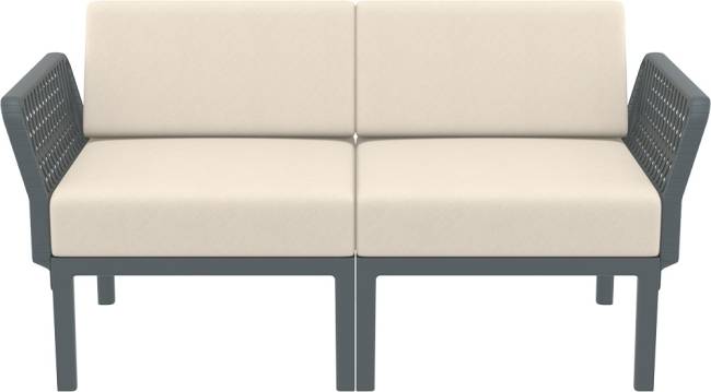 Диван пластиковый двухместный с подушками Portofino Lounge темно-серый, бежевый 1600х800х690 мм Диван пластиковый двухместный с подушками Portofino Lounge темно-серый, бежевый 1600х800х690 мм