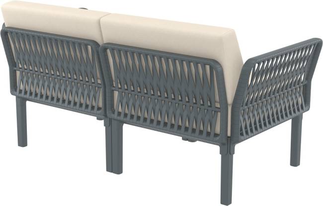 Диван пластиковый двухместный с подушками Portofino Lounge темно-серый, бежевый 1600х800х690 мм Диван пластиковый двухместный с подушками Portofino Lounge темно-серый, бежевый 1600х800х690 мм