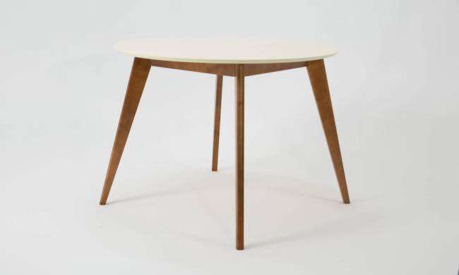 Стол Сканди К 90 орех/слоновая кость со стульями Ингольф слоновая кость