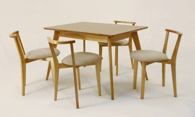 Стол Сканди 120 натур со стульями Франк натур велюр бежевый Стол Сканди 120 натур со стульями Франк натур велюр бежевый