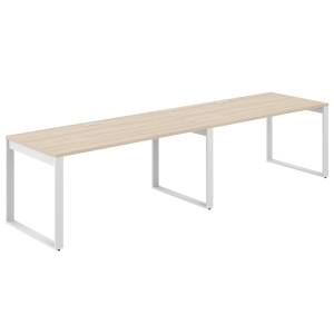 AG.179.AR.L.72.WH / Рабочая станция s-b-s 3200х800х750 / профиль О-образный: 70х20 белый; лючок: серебро; столешница: акация равелло