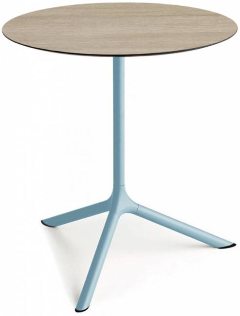 Стол ламинированный обеденный Tripe Maxi голубой, состаренный дуб тортора Ø800х740 мм