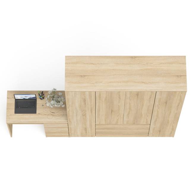 Стол компьютерный однотумбовый правый со шкафом МШ1600 Мори цвет дуб сонома
