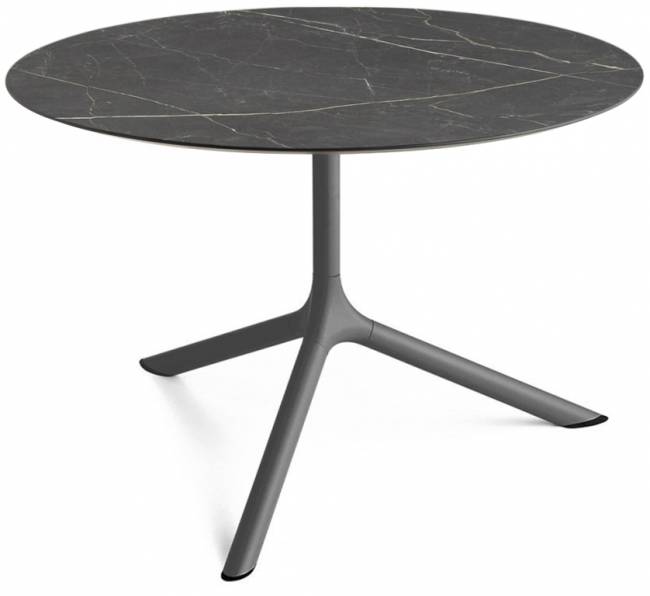 Столик ламинированный кофейный Tripe Maxi антрацит, черный мрамор Сахара Ø800х510 мм