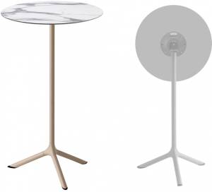 Стол ламинированный барный складной Tripe Folding тортора, белый мрамор Каррара Ø600х1100 мм