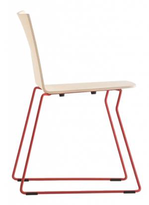 Стул деревянный на полозьях Osaka красный, беленный ясень 540х520х770 мм