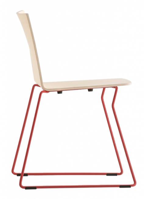 Стул деревянный на полозьях Osaka красный, беленный ясень 540х520х770 мм