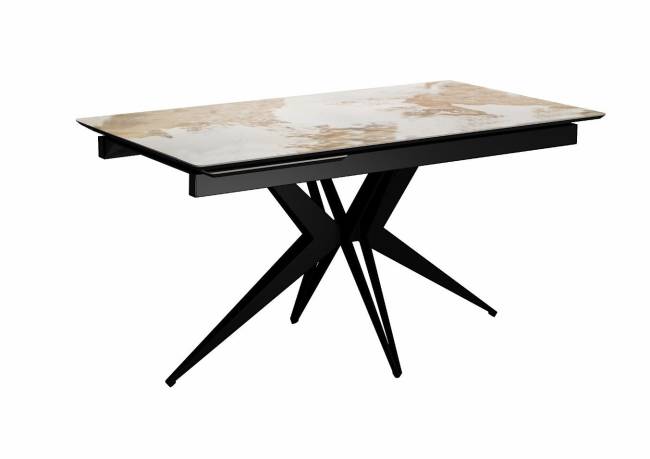 Стол DikLine DKS140 керамика PANDORA глянец, подстолье черное, опоры черные (2уп.)