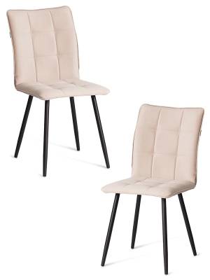 Стул обеденный Bari/Бари (2шт. в упаковке) LT, велюр, бежевый/черный, 7, 41х55х89см (Комплект из 2 шт.) бежевый велюр