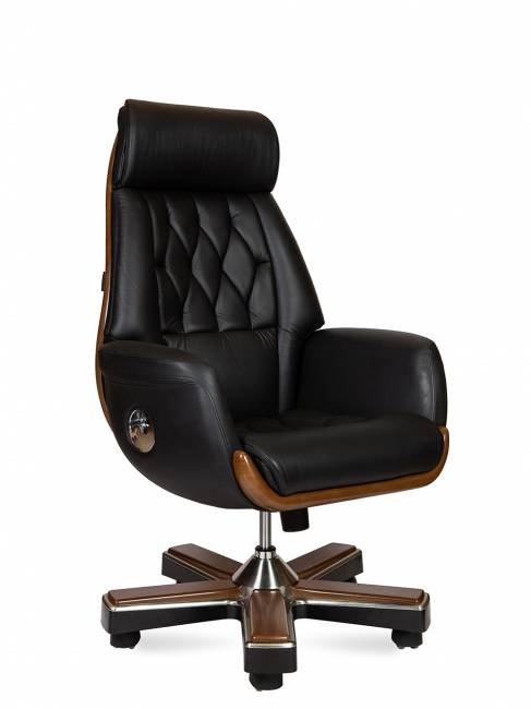 Кресло офисное / Трон / черная кожа