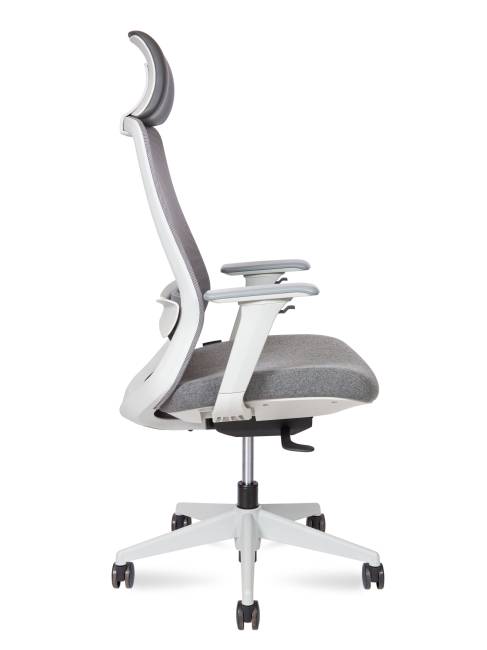 Кресло офисное / Комо грэй / Como grey / серый пластик / серая ткань / серая сетка