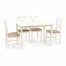 Обеденный комплект Хадсон (стол + 4 стула)/ Hudson Dining Set ivory white (слоновая кость) дерево гевея/мдф